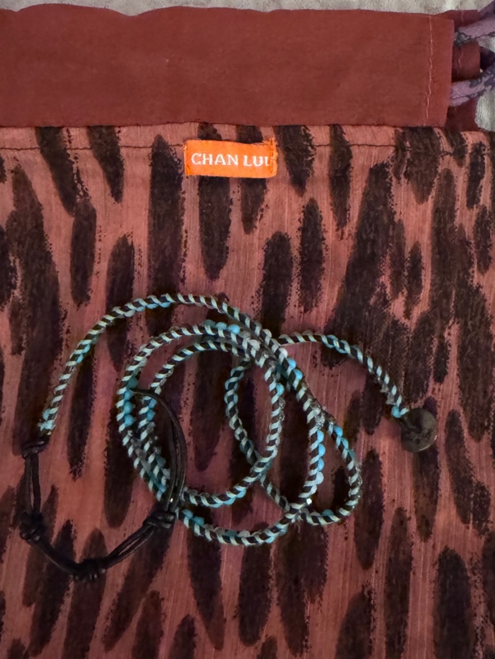 Chan Luu Turquoise and Black Braided Wrap Bracelet